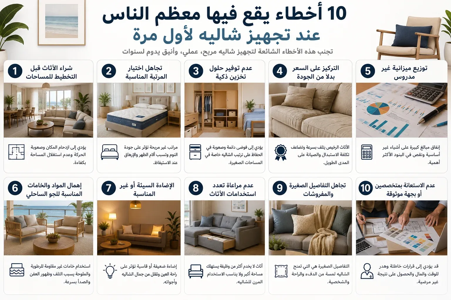 10 أخطاء يقع فيها معظم الناس عند تجهيز شاليه لأول مرة